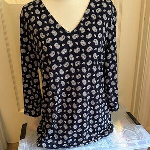 Navy Paisley Michael Kors Women's Top Size S